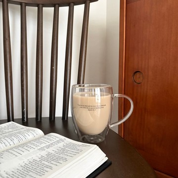 JIN CHA GOD-把手雙層玻璃杯 經文款 你們當倚靠耶和華 直到永遠