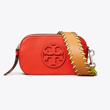 Tory burch 專櫃款Miller編織背帶雙拉鍊迷你斜背包