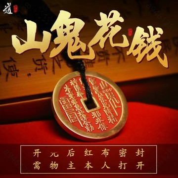 🔥台灣出貨✨紫南宮過爐加持🧧山鬼花錢 山鬼花錢吊墜項鍊 開運 財運 八卦 山鬼錢 避邪 五帝錢 古錢 銅錢 鎮宅