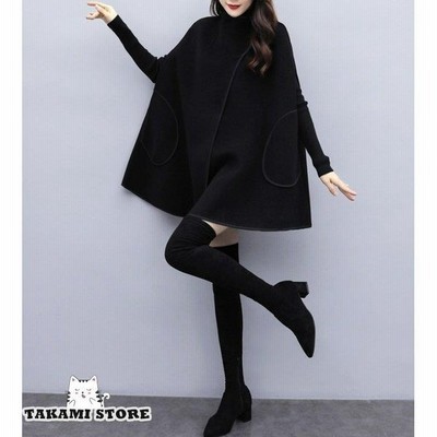 マント ポンチョ アウター レディース 冬 ケープ Aライン ショート 大人可愛い 大きいサイズ 3l 4l 韓国 黒 通販 Lineポイント最大get Lineショッピング