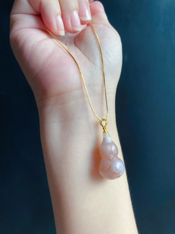 櫻花瑪瑙 葫蘆 項鍊 天然石 禮物 獨一無二 福氣與平安 禮物 吉祥