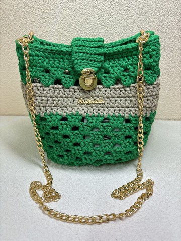 鏈條包/小香包/手工編織/單肩包/棉麻/小方包