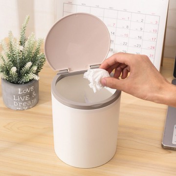 桌面迷你垃圾桶家用辦公客廳茶几床頭塑膠小號創意帶蓋裝垃圾紙簍