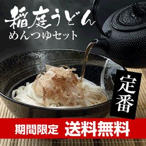 御歳暮限定商品 送料無料 稲庭うどんめんつゆ2本付き 8人前／贈答用／紙箱入り