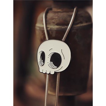 一只小巫 小清新可愛搞怪白色骷髏鋼鏈波洛領帶 男女學院風卡通風