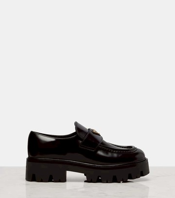 Prada Logo leather platform loafers