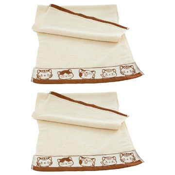 SHING LONG TEXTILE 台灣興隆毛巾 五福貓有機棉毛巾 84 x 35cm 咖色  2條