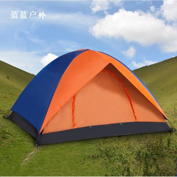 批發供應 3-4人湖畔營戶外用品雙層拼色湖畔營雙門露營野營帳篷