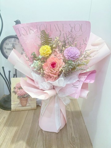 粉色系乾燥花束/乾燥花/送禮/賀禮/情人節/畢業