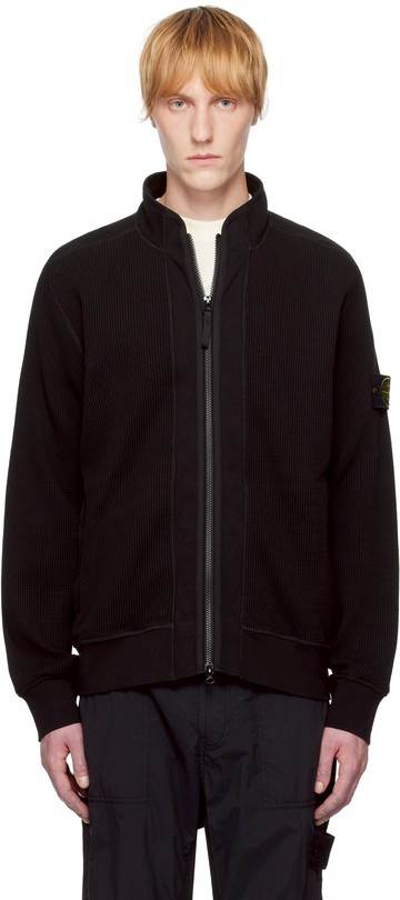 Stone Island 黑色 Organic Cotton Waffle Fleece 夹克