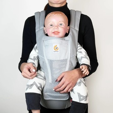【ergobaby】新世代透氣舒適吸震坐墊式背帶_珍珠灰/午夜藍(無外盒)