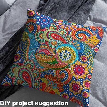 Boho Fabric by The Yard, Paisley Floral Upholstery Fabric, Colorful Retro Decorative Fabric, Mandala Outdoor Fabric, Exotic Flower DIY A（並行輸入品）