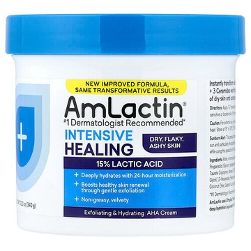 AmLactin, 優效修護，去角質和保濕霜，適用於鱗屑狀、灰暗、乾燥皮膚，12 盎司（340 克）