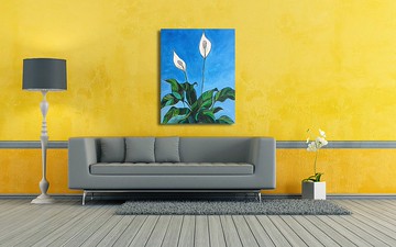 客廳畫花畫，植物牆藝術，牆飾，廚房裝飾