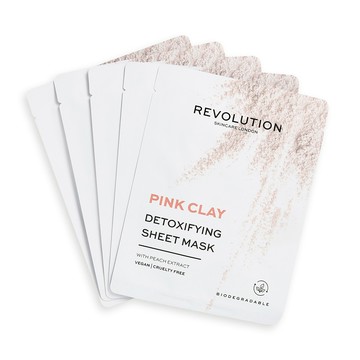 Revolution Skincare Biodegradable Detoxifying Pink Clay Sheet Mask Set (5 Pack)