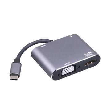 伽利略 TYPE-C HDMI+VGA+USB3.0+PD 多功能轉接器