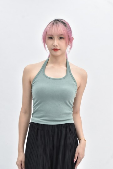 (S) uniqlo bra top掛脖綠色上衣