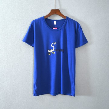 夏款女裝短袖寬松圓領文藝卡通印花T恤衫顯瘦流行