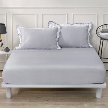 新品_東妮寢飾(單人 / 雙人 / 加大 / 特大)300織紗100%萊賽爾天絲素色床包枕套組/ 晶沙灰