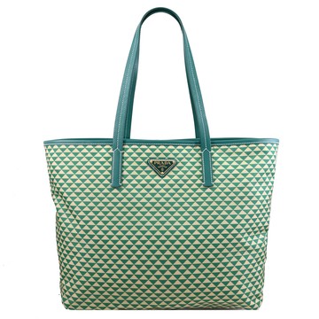 PRADA 1BG552 三角LOGO幾何印花尼龍肩背托特包.綠
