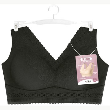 柔潤V領蕾絲內衣-黑M
