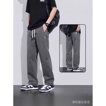 ✨新春新品✨黑色騎兵 斜褲 工裝褲 男士 休閒褲 春秋款 2026 新款 寬鬆 鬆緊腰 休閒褲子男     ZU0U