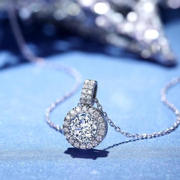 莫桑石吊墜1克拉項鏈莫桑鉆項鏈女款滿鉆純銀白金鎖骨鏈輕奢禮物