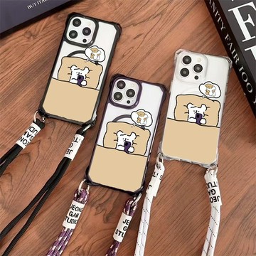 睡覺小狗 四角可挂繩 防摔 無綫充電磁吸適用iphone 18 pro max17 16 15 14 13 12手機殼