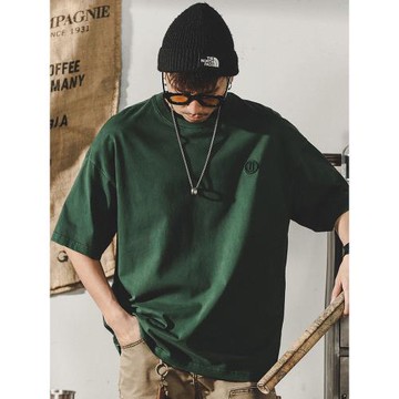 杰雷諾美式復古t恤短袖男款夏季純棉圓領上衣ins寬松純色半袖男裝