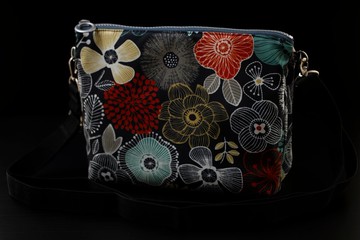 竹本包 三層包 防潑水布料 日系美花 深灰