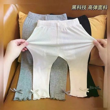 穿搭小能手~女寶寶夏日兒童超薄緊身褲九分褲兒童緊身褲韓版彈性休閒褲 女童打底褲 薄款長褲 夏季內搭褲 女童褲子