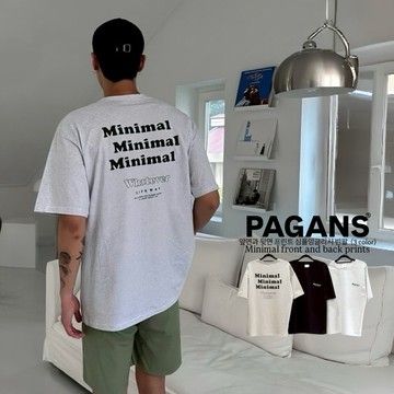 【PAGANS STORE】韓國 Minimal 簡約 前後 印花 英文 字母 標語 短袖 短Tee