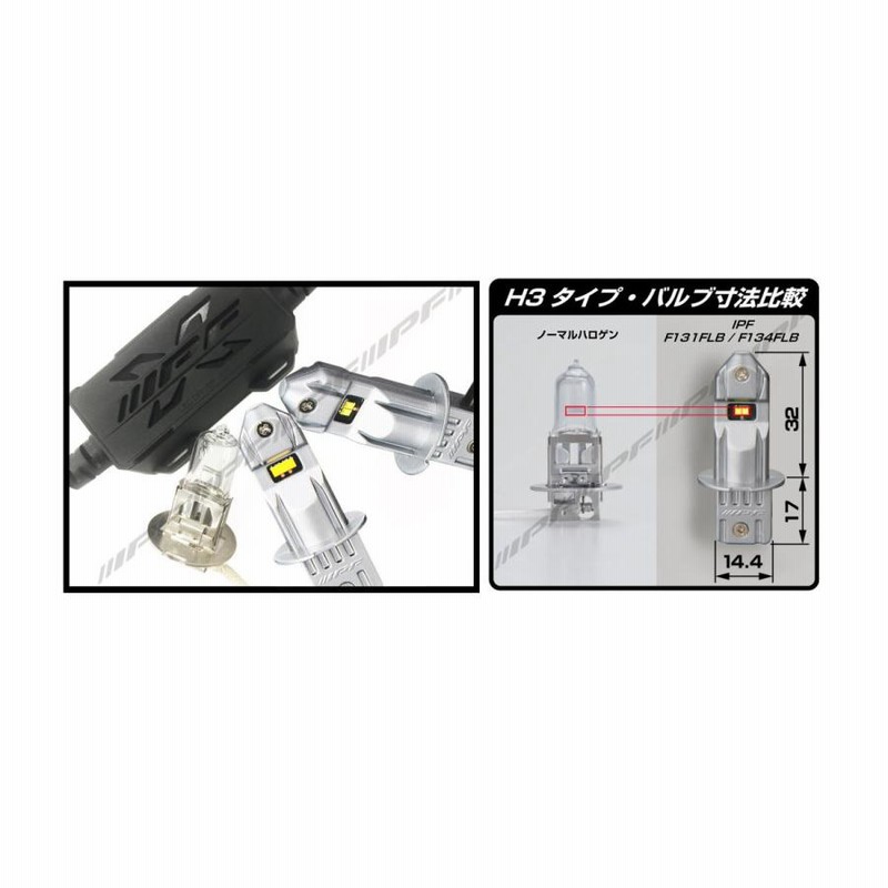 IPFLEDフォグライト6500KH3/H3cF131FLB1500ルーメン車検対応3年