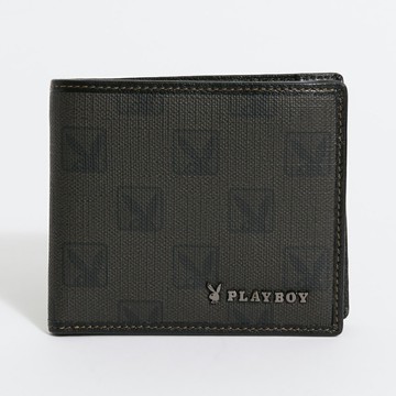 PLAYBOY - 上翻短夾 Legend系列 - 咖啡色