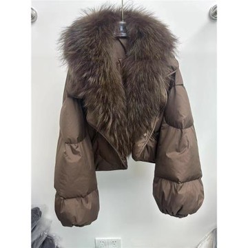 2024年新款高端皮草大狐貍毛領白鴨絨洋氣羽絨服女保暖短款外套