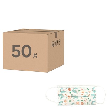 DR.PAUL 成人醫用平面口罩  恐龍 白色  50片  1盒