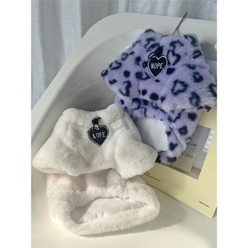 袋袋貓 紫色小豹紋~冬季厚毛絨貓咪衣服寵物保暖衛衣英短比熊衣服