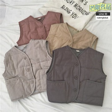 【韓版夾棉】兒童馬甲 寶寶馬甲 秋冬馬甲 棉麻馬甲 純色馬甲 可愛背心 保暖夾棉 舒適透氣 2024新款 男女童通用