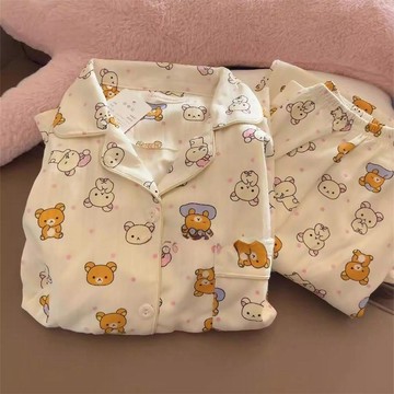 Xuan♥睡衣女甜美簡約ins波點春秋季新款長袖長褲學生宿舍宅家居服套裝