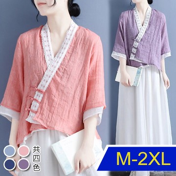 【韓國K.W.】KN2800心動絕對春夏新品明星同款亞麻人棉上衣(棉麻/防曬服/中長袖)