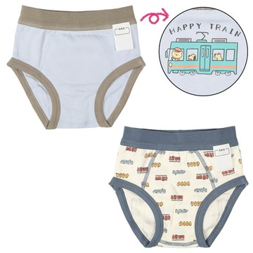 akachan honpo - 三角褲2件組-電車-淺藍色