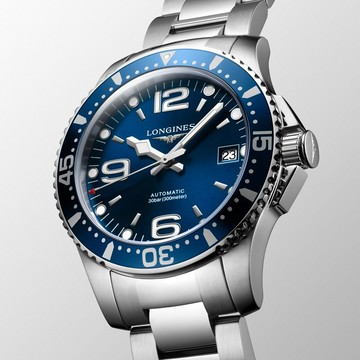 LONGINES 浪琴 征服者300米64小時動力儲存機械錶-藍/39mm L37414966