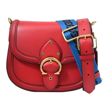 COACH C3738 BEAT 經典C釦雙背帶款翻蓋馬鞍包.紅