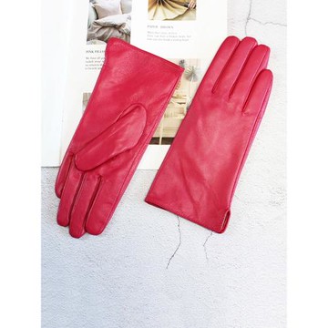 彩色羊皮真皮手套女薄款開車羊毛襯里冬季保暖電動摩托車騎行手套