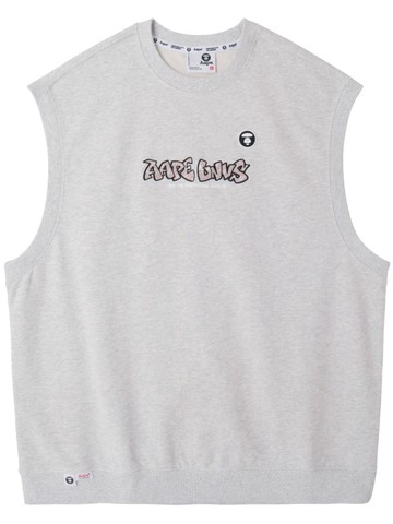 AAPE BY *A BATHING APE® - logo-embroidered crew-neck vest - men - Cotton/Polyester - XL - Grey