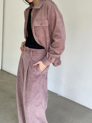 3rd三天堂 ash pink 意產柔軟煙粉色燈芯絨休閒褲寬松闊腿褲