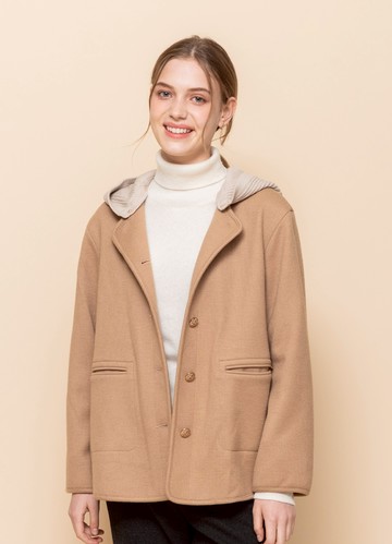 愜甜暖心針織帽純羊毛大衣