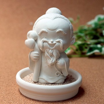 淨念吉祥小佛之月下老人 - 小盤組 精油可加選 珪藻土Q版公仔