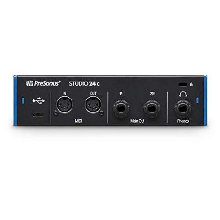 PreSonus Studio 24c 2x2 USB Type-C Audio MIDI Interface w ATOM MIDI Production Pad Controller and Eris Eris E7 XT Pair 2-Way Studio Monitors with EBM