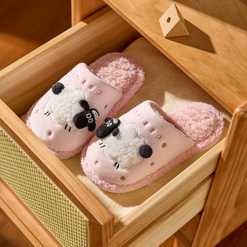 Cheerful Mario幸福瑪麗 可愛綿羊女童棉拖鞋 冬季室内居家保暖止滑中大童男孩女孩毛絨絨拖鞋